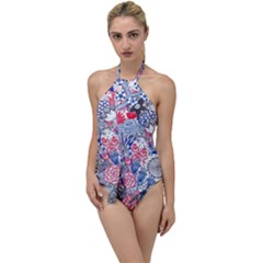 Floral Jungle  Go With The Flow One Piece Swimsuit by okhismakingart