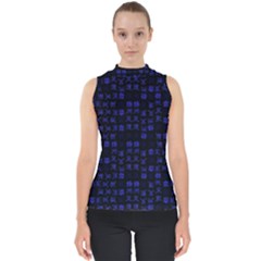 Neon Oriental Characters Print Pattern Mock Neck Shell Top by dflcprintsclothing