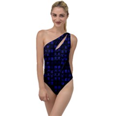 Neon Oriental Characters Print Pattern To One Side Swimsuit by dflcprintsclothing