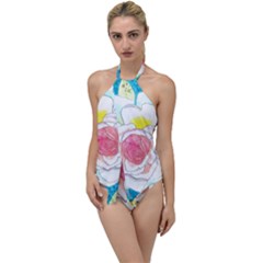 Favorite Rose Watercolor   Go With The Flow One Piece Swimsuit by okhismakingart