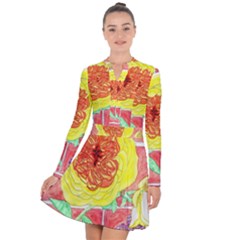 Reid Hall Rose Watercolor Long Sleeve Panel Dress by okhismakingart