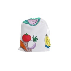 Fruits Veggies Drawstring Pouch (small) by okhismakingart