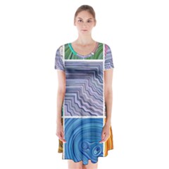 Electric Field Art Collage I Short Sleeve V-neck Flare Dress by okhismakingart