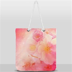 Wonderful Floral Design, Soft Colors Full Print Rope Handle Tote (large) by FantasyWorld7