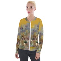 Abstract: Candle And Nail Polish Velour Zip Up Jacket by okhismakingart