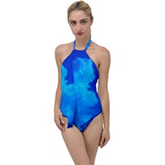 Deep Blue Clouds Go With The Flow One Piece Swimsuit by okhismakingart
