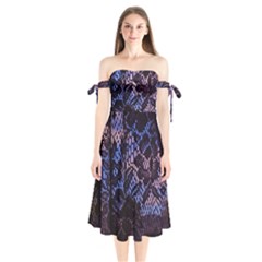 Sky And Curtains Shoulder Tie Bardot Midi Dress by okhismakingart