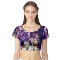 Soft Purple Hydrangeas Short Sleeve Crop Top by okhismakingart