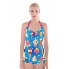 Cute Food Characters Clipart                    Boyleg Halter Swimsuit by LalyLauraFLM