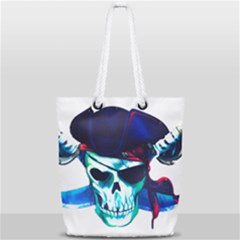 Skull Pirates Symbol Skeleton Full Print Rope Handle Tote (small) by Sudhe
