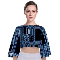 Circuit Pcb Tile Tiling Computer Tie Back Butterfly Sleeve Chiffon Top by Pakrebo