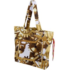 Cogs Gears Tiling Cogwheel Drawstring Tote Bag by Pakrebo
