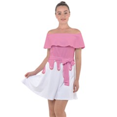 Ice Cream Pink Melting Background Off Shoulder Velour Dress by genx