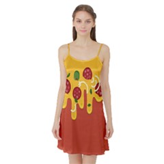 Pizza Topping Funny Modern Yellow Melting Cheese And Pepperonis Satin Night Slip by genx
