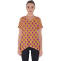 Pink Stars Pattern On Yellow Cut Out Side Drop Tee View1