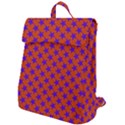 Purple Stars Pattern On Orange Flap Top Backpack View1