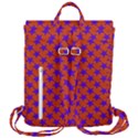 Purple Stars Pattern On Orange Flap Top Backpack View3
