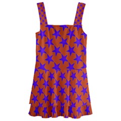 Purple Stars Pattern On Orange Kids  Layered Skirt Swimsuit by BrightVibesDesign
