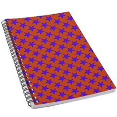 Purple Stars Pattern On Orange 5 5  X 8 5  Notebook by BrightVibesDesign