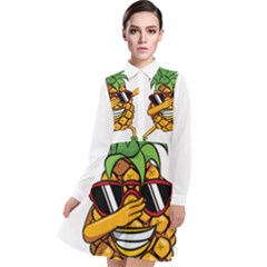 Dabbing Pineapple Sunglasses Shirt Aloha Hawaii Beach Gift Long Sleeve Chiffon Shirt Dress by SilentSoulArts