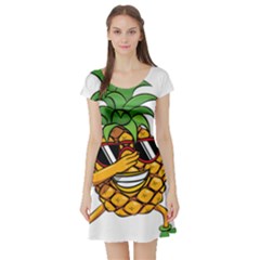Dabbing Pineapple Sunglasses Shirt Aloha Hawaii Beach Gift Short Sleeve Skater Dress by SilentSoulArts