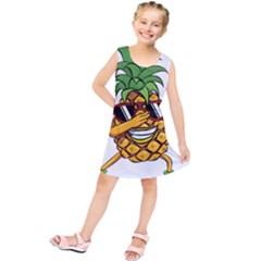 Dabbing Pineapple Sunglasses Shirt Aloha Hawaii Beach Gift Kids  Tunic Dress by SilentSoulArts
