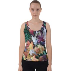 Close Up Of Scattered Leaves Velvet Tank Top by SusanFranzblau