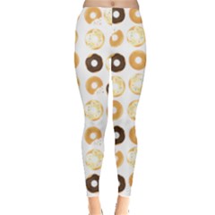 Donuts Pattern With Bites Bright Pastel Blue And Brown Cropped Sweatshirt Leggings  by genx