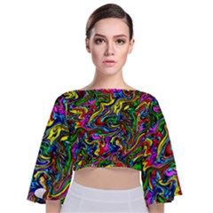 Graffiti 3 2 Tie Back Butterfly Sleeve Chiffon Top by ArtworkByPatrick