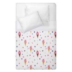 Ice Cream Cones Watercolor With Fruit Berries And Cherries Summer Pattern Duvet Cover (single Size) by genx