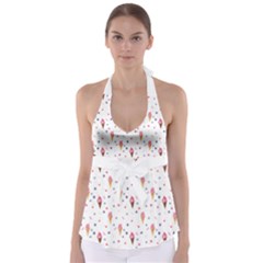 Ice Cream Cones Watercolor With Fruit Berries And Cherries Summer Pattern Babydoll Tankini Top by genx
