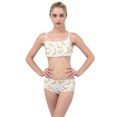 Yellow Banana And Peels Pattern With Polygon Retro Style Layered Top Bikini Set by genx