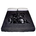 Odin on his Throne with ravens wolf on black stone texture Fitted Sheet (California King Size) View1