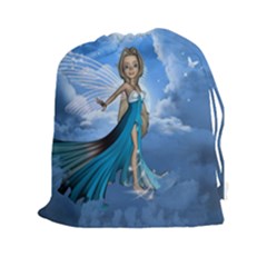 Cute Fairy In The Sky Drawstring Pouch (xxl) by FantasyWorld7