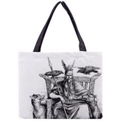Odin On His Throne With Ravens Wolf On Black Stone Texture Mini Tote Bag by snek