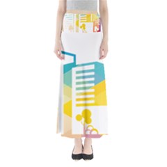 Silhouette Cityscape Building Icon Color City Full Length Maxi Skirt by Sudhe