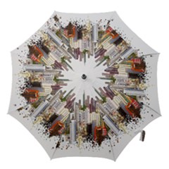 Hong Kong Skyline Watercolor Painting Poster Hook Handle Umbrellas (small) by Sudhe