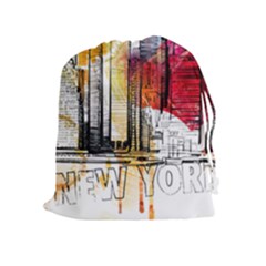 New York City Skyline Vector Illustration Drawstring Pouch (xl) by Sudhe
