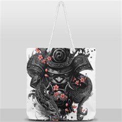Sleeve Tattoo  Samurai Full Print Rope Handle Tote (large) by Sudhe