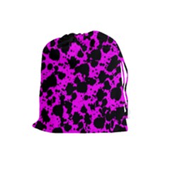 Black And Pink Leopard Style Paint Splash Funny Pattern Drawstring Pouch (large) by yoursparklingshop