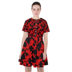 Black And Red Leopard Style Paint Splash Funny Pattern Sailor Dress by yoursparklingshop