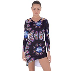 Rosette Stained Glass Window Church Asymmetric Cut-out Shift Dress by Pakrebo
