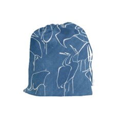 Katsushika Hokusai, Egrets From Quick Lessons In Simplified Drawing Drawstring Pouch (large) by Valentinaart