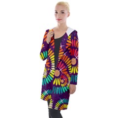 Abstract Background Spiral Colorful Hooded Pocket Cardigan by HermanTelo