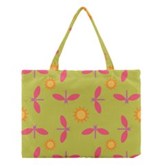 Dragonfly Sun Flower Seamlessly Medium Tote Bag by HermanTelo