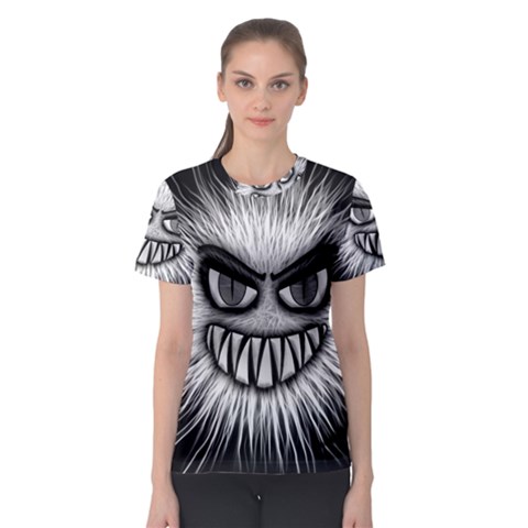 Monster Black White Eyes Women s Sport Mesh Tee by HermanTelo