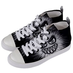 Monster Black White Eyes Women s Mid-top Canvas Sneakers by HermanTelo