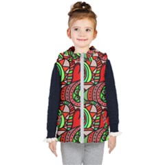 Seamless Heart Love Valentine Kids  Hooded Puffer Vest by HermanTelo