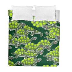 Seamless Turtle Green Duvet Cover Double Side (full/ Double Size) by HermanTelo