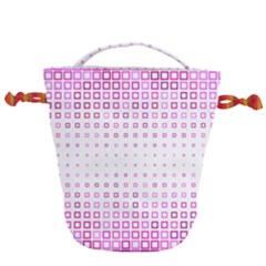 Square Pink Pattern Decoration Drawstring Bucket Bag by HermanTelo